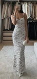 Spaghetti Strap Sleeveless Mermaid Lace Evening Prom Dresses SD1562