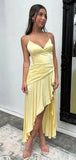Sexy V-neck Sleeveless Mermaid Satin Evening Prom Dresses SD1566