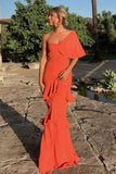 shoulder Sleeveless Mermaid Jersey Evening Prom Dresses SD1580 HZ0628