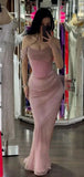 Off-shoulder Sleeveless Mermaid Satin Long Evening Prom Dresses SD1582 HZ0628