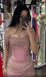 Off-shoulder Sleeveless Mermaid Satin Long Evening Prom Dresses SD1582 HZ0628