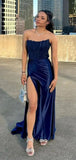Sweetheart Sleeveless Mermaid Satin Long Prom Dresses For Party SD1583 HZ0628