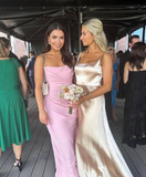 Sweetheart Sleeveless Mermaid Satin Long Evening Prom Dresses SD1587 HZ0628