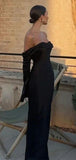 Off-shoulder Sleeveless Mermaid Satin Evening Prom Dresses SD1589 HZ0628
