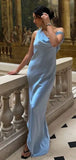 One-shoulder Sleeveless Mermaid Satin Evening Prom Dresses SD1591