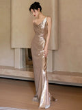 Mermaid Sequin Backless Floor Length Evening Dress Prom Dresses SD1610
