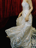 A Line High Neckline Sequin Long Evening Dress Prom Dresses SD1637