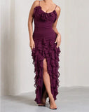 Mermaid Spaghetti Straps Ankle Length Chiffon Evening Dress Prom Dresses SD1642