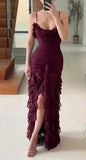 Mermaid Spaghetti Straps Ankle Length Chiffon Evening Dress Prom Dresses SD1642