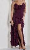 Mermaid Spaghetti Straps Ankle Length Chiffon Evening Dress Prom Dresses SD1642
