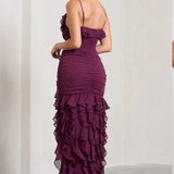 Mermaid Spaghetti Straps Ankle Length Chiffon Evening Dress Prom Dresses SD1642