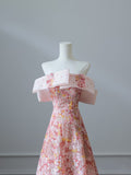 A Line Off The Shoulder Sequin Pink Floor Length Evening Dress Prom Dresses SD1642