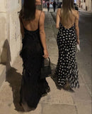 Mermaid Spaghetti Straps Floor Length Chiffon Evening Dress Prom Dresses SD1652 HZ0628