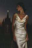 Mermaid Jewel Ivory Satin Floor Length Evening Dress Prom Dresses SD1654 HZ0628