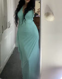 Mermaid V Neckline Mint Green Sequin Floor Length Evening Dress Prom Dresses SD1658