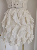 A line Straps White Sequin Travel Vacation Dresses Short Birthday Dress SD165