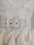 A line Straps White Sequin Travel Vacation Dresses Short Birthday Dress SD165