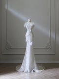 Mermaid Strapless Floor Length Sequin White Evening Dress Prom Dresses SD1661