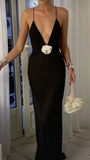 Mermaid Spaghetti Straps Floor Length Black Evening Dress Prom Dresses SD1663