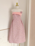 A line Spaghetti Straps Pink Vacation Dress Long Women Dresses SD167