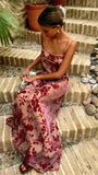A Line Spaghetti Straps Floor Length Floral Evening Dress Prom Dresses SD1719 HZ0628