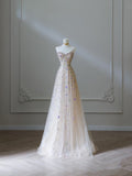 A Line Sweetheart Tulle Flowers Long Evening Dress Prom Dresses SD1732