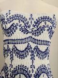 Sheath Strapless Blue Lace Vacation Dress Short Birthday Dresses SD173