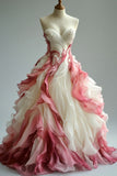 Ball Gown Sweetheart Pink Ombre Tulle Evening Dress Prom Dresses SD1740