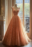 Ball Gown V Neckline Sequin Party Dress Long Prom Dress Evening Dresses HZ0628
