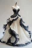 Ball Gown Sweetheart Tulle Party Dress Black Prom Dress Evening Dress SD1758 HZ0628