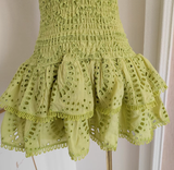 Sheath Strapless Bud Green Lace Vacation Dress Short Birthday Dresses SD175