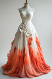 Ball Gown Sweetheart Orange Ombre Chiffon Evening Dress Prom Dresses SD1773 HZ0628