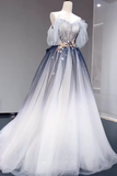 Ball Gown Off The Shoulder Tulle Party Dress Long Prom Dress Evening Dresses SD1791 HZ0628