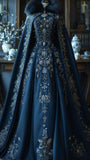 Ball Gown High Neckline Navy Blue Party Dresses Long Prom Dress Evening Dresses SD1792 HZ0628