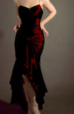 Mermaid Spaghetti Straps Burgundy Prom Dresses Evening Gowns SD1806