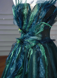 Ball Gown Strapless Green Tulle Long Evening Gowns Prom Dresses SD1830 HZ0628