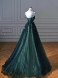 Ball Gown Strapless Green Tulle Long Evening Gowns Prom Dresses SD1830 HZ0628