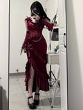 Mermaid Straps Burgundy Velvet Long Evening Gowns Prom Dresses SD1833