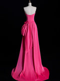 Mermaid Strapless Pink Satin Party Dress Long Prom Dress Evening Dresses SD1852