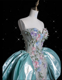 Mermaid Sweetheart Satin Blue Party Dress Long Prom Dress Evening Dresses SD1859 HZ0628