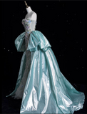 Mermaid Sweetheart Satin Blue Party Dress Long Prom Dress Evening Dresses SD1859 HZ0628