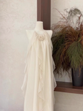 A line Scoop Ruffled Ivory Long Women's Holiday Dresses SD186