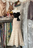 Fashion Mermaid Strapless Floor Length Champagne Lace Evening Dress Prom Dresses SD1875