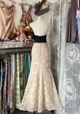 Fashion Mermaid Strapless Floor Length Champagne Lace Evening Dress Prom Dresses SD1875