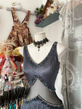 Fashion Mermaid Straps Floor Length Gray Satin Evening Dress Prom Dresses SD1877