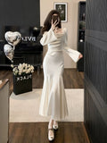 Mermaid Strapless White Evening Dress Prom Dresses SD1878