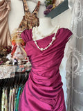 Fashion Mermaid Floor Length Hot Pink Satin Evening Dress Prom Dresses SD1879