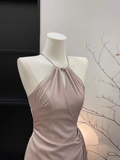 Sheath Halter Ruffled Pink Women's Holiday Dresses SD187