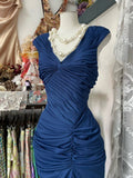 Fashion Mermaid V Neckline Navy Blue Floor Length Evening Dress Prom Dresses SD1881 HZ0628
