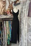 Fashion Sheath Straps Black Slit Floor Length Evening Dress Prom Dresses SD1893
